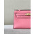 Hermes Kelly Pochette Epsom Vert Amande (63) Palladium Hardware Pink