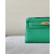 Hermes Kelly Pochette Swift Nata (I2) Palladium Hardware Green